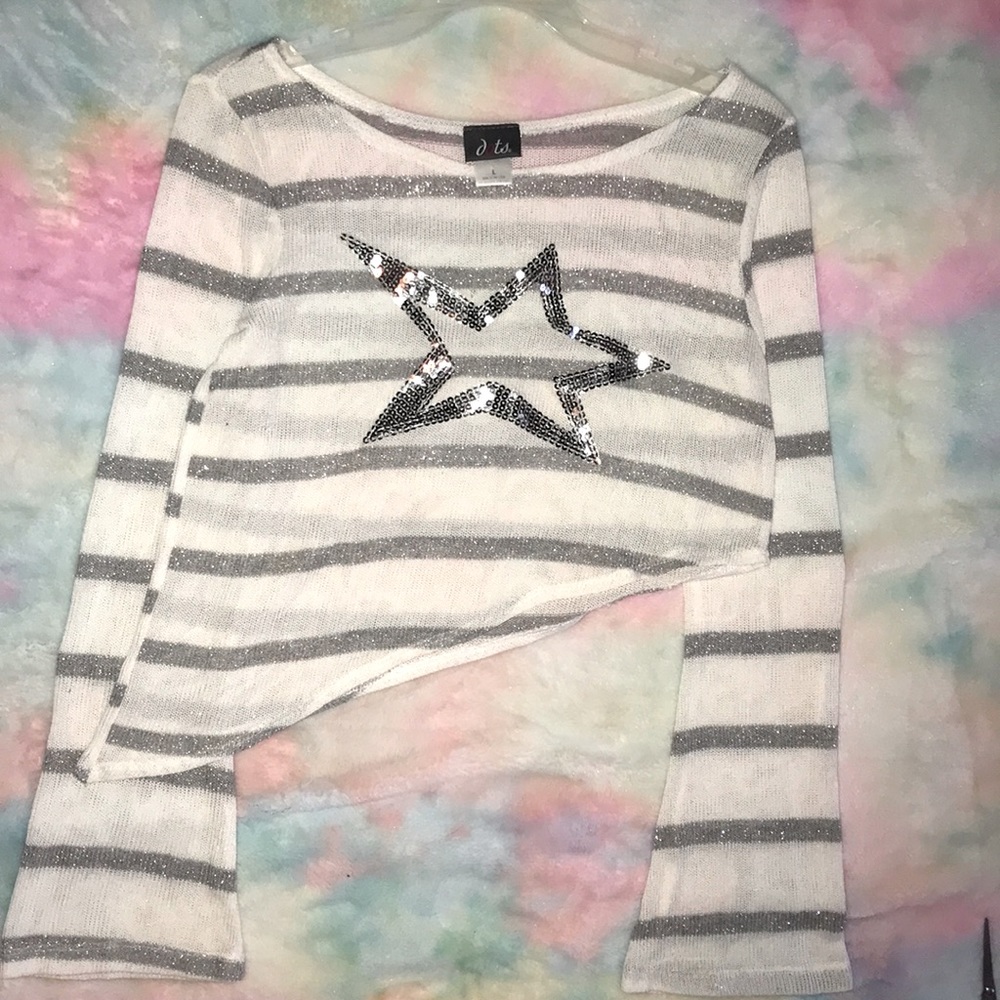 Bell sleeve star sequin sparkly knit sweater